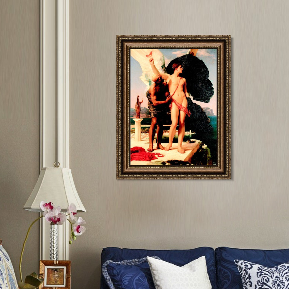 INVIN ART Framed Canvas Art Giclee Print Daedalus And Icarus by Lord Frederick Leighton Wall Art