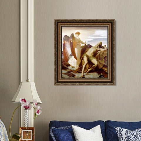 INVIN ART Framed Canvas Art Giclee Print Elijah in The Wilderness by Lord Frederick Leighton Wall Art Living Room Home Office Decorations