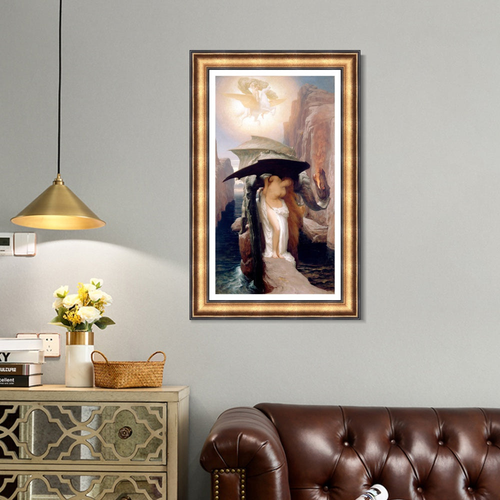 INVIN ART Framed Canvas Art Giclee Print perseus and andromeda by Lord Frederick Leighton Wall Art