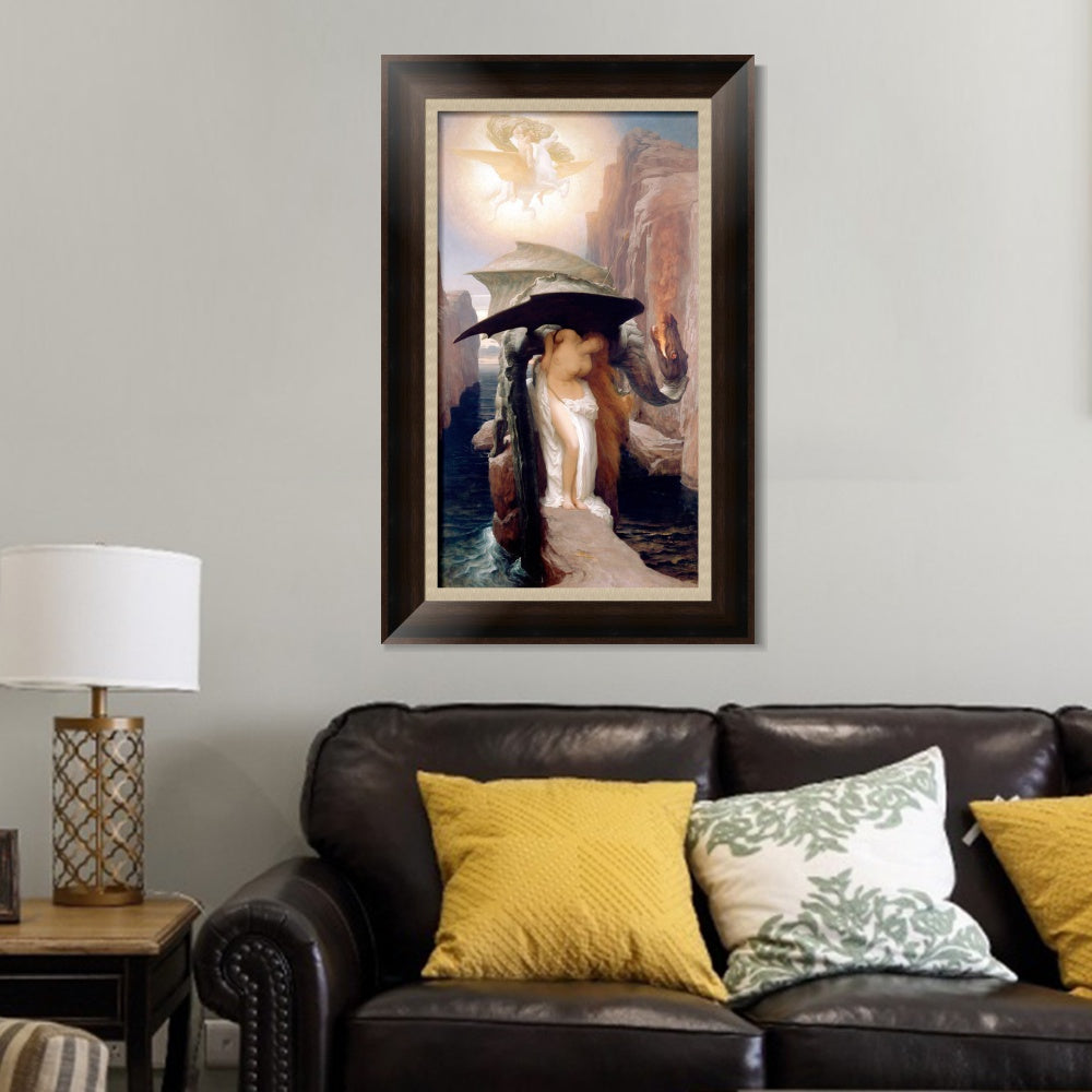 INVIN ART Framed Canvas Art Giclee Print perseus and andromeda by Lord Frederick Leighton Wall Art