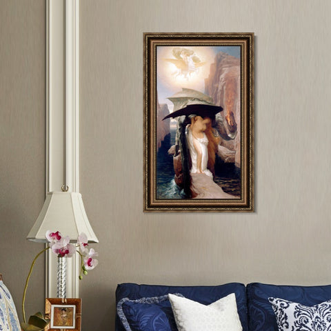 INVIN ART Framed Canvas Art Giclee Print perseus and andromeda by Lord Frederick Leighton Wall Art Living Room Home Office Decorations