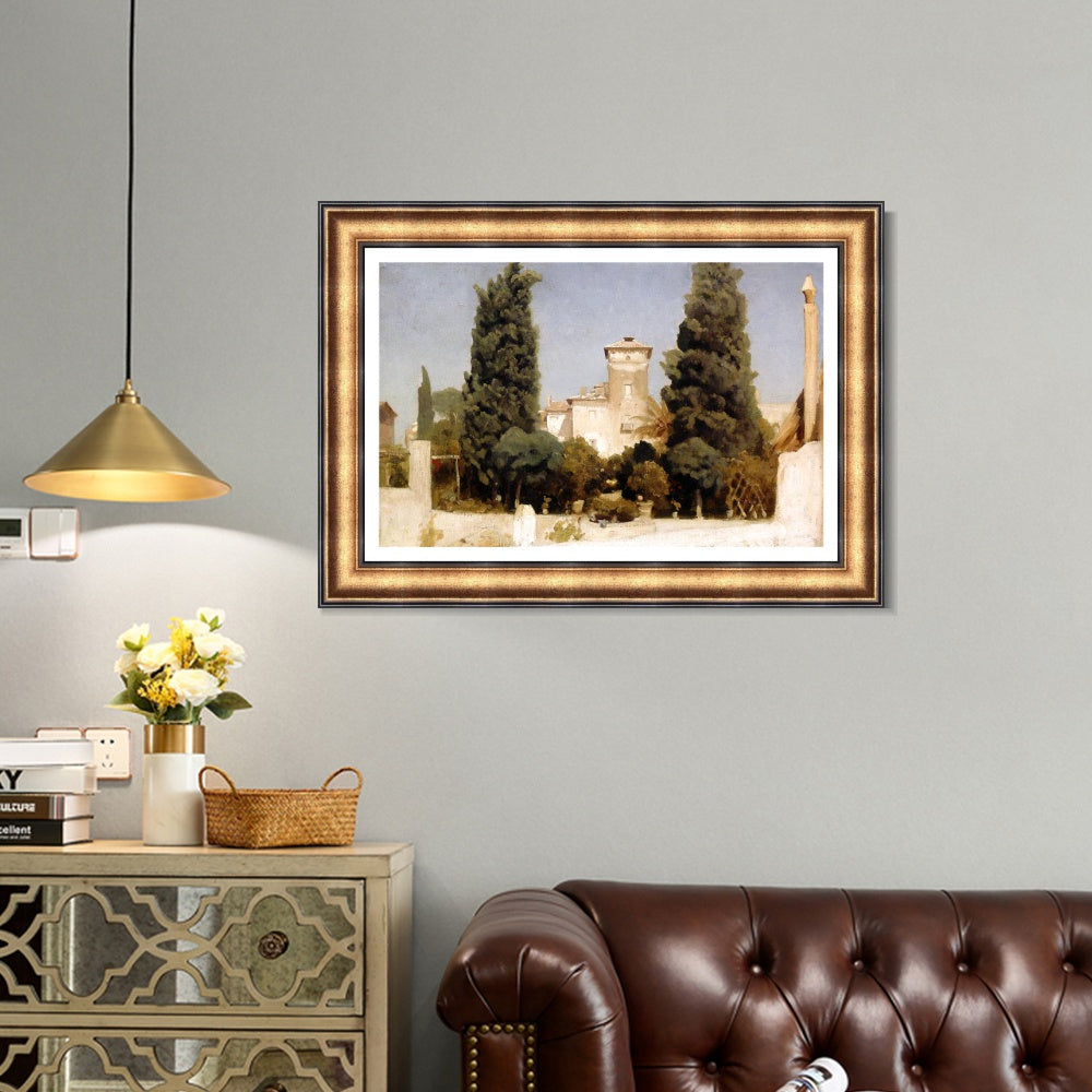 INVIN ART Framed Canvas Art Giclee Print The Villa Malta, Rome by Lord Frederick Leighton Wall Art