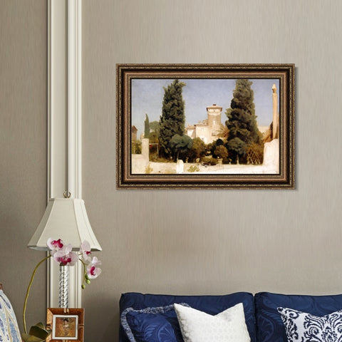 INVIN ART Framed Canvas Art Giclee Print The Villa Malta, Rome by Lord Frederick Leighton Wall Art Living Room Home Office Decorations