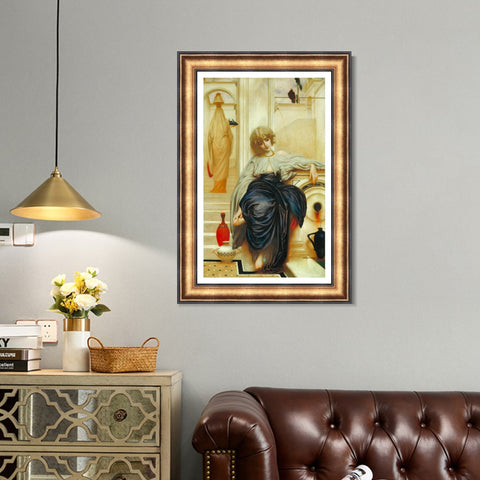 INVIN ART Framed Canvas Art Giclee Print Lieder ohne Worte by Lord Frederick Leighton Wall Art Living Room Home Office Decorations