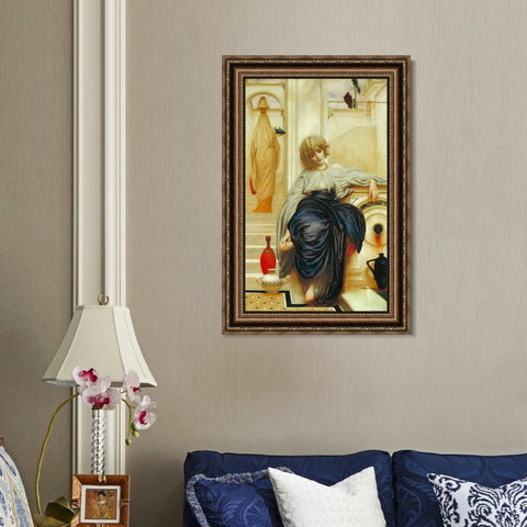 INVIN ART Framed Canvas Art Giclee Print Lieder ohne Worte by Lord Frederick Leighton Wall Art Living Room Home Office Decorations