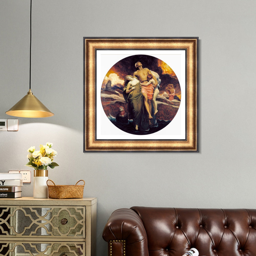 INVIN ART Framed Canvas Art Giclee Print And the Sea Gave Up the Dead Which Were in It by Lord Frederick Leighton Wall Art