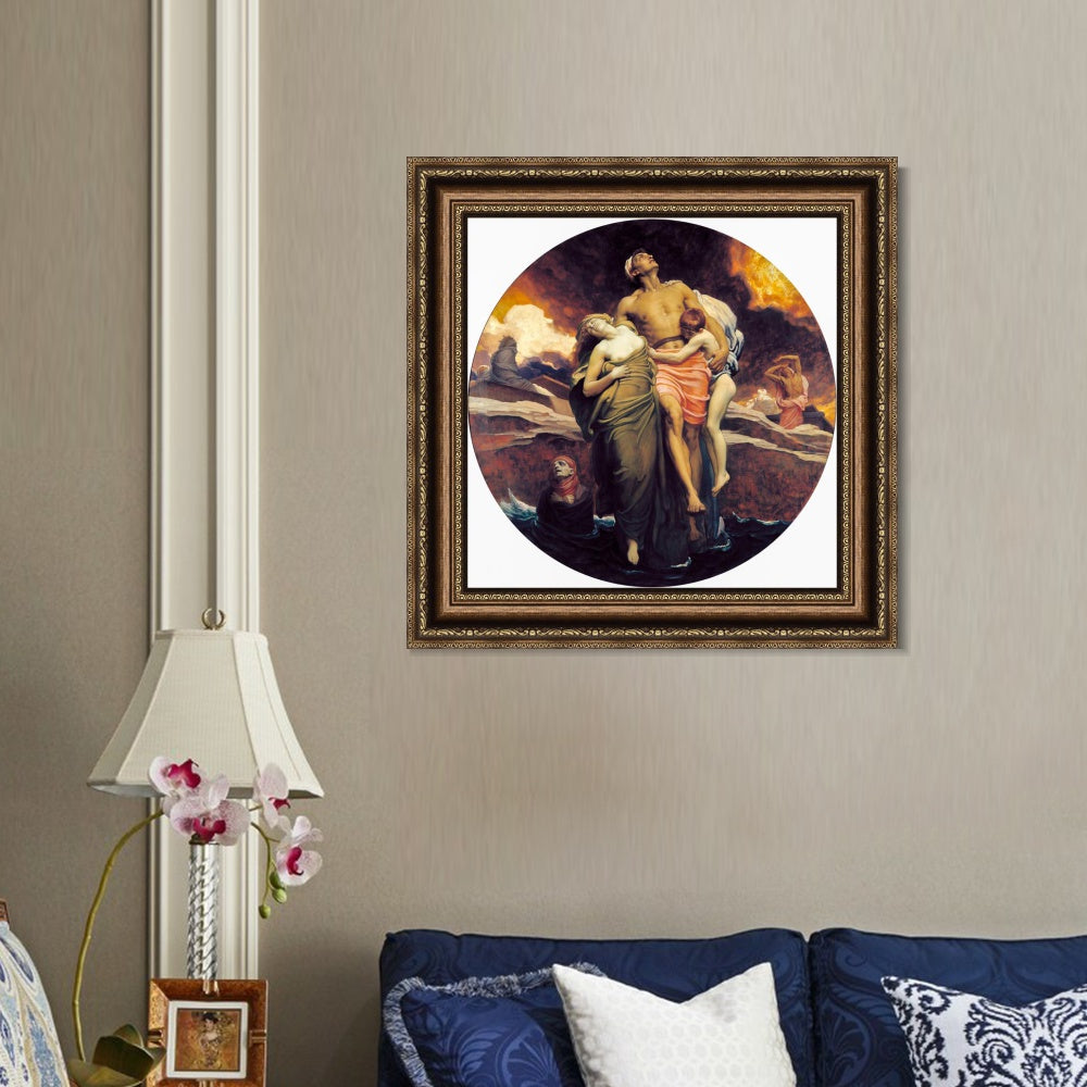 INVIN ART Framed Canvas Art Giclee Print And the Sea Gave Up the Dead Which Were in It by Lord Frederick Leighton Wall Art