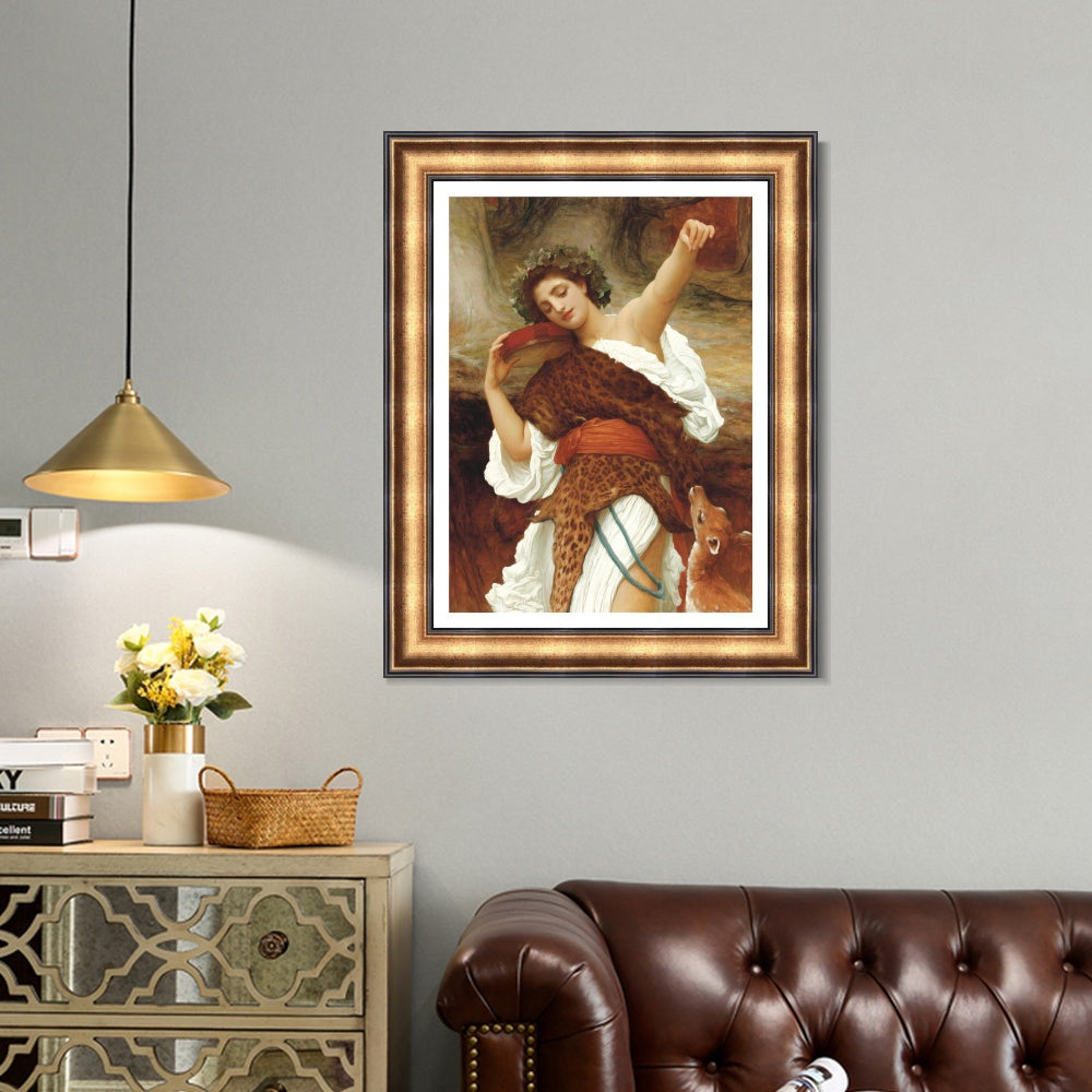 INVIN ART Framed Canvas Art Giclee Print Bacchante by Lord Frederick Leighton Wall Art