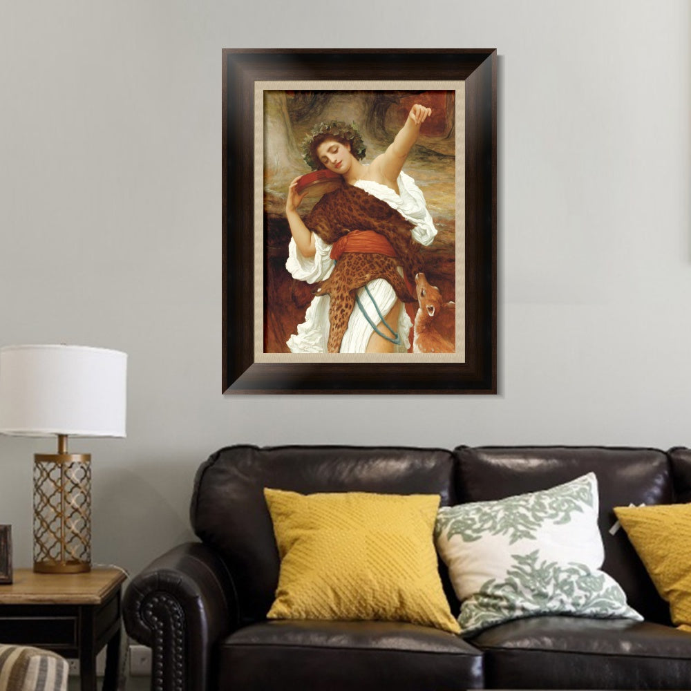 INVIN ART Framed Canvas Art Giclee Print Bacchante by Lord Frederick Leighton Wall Art