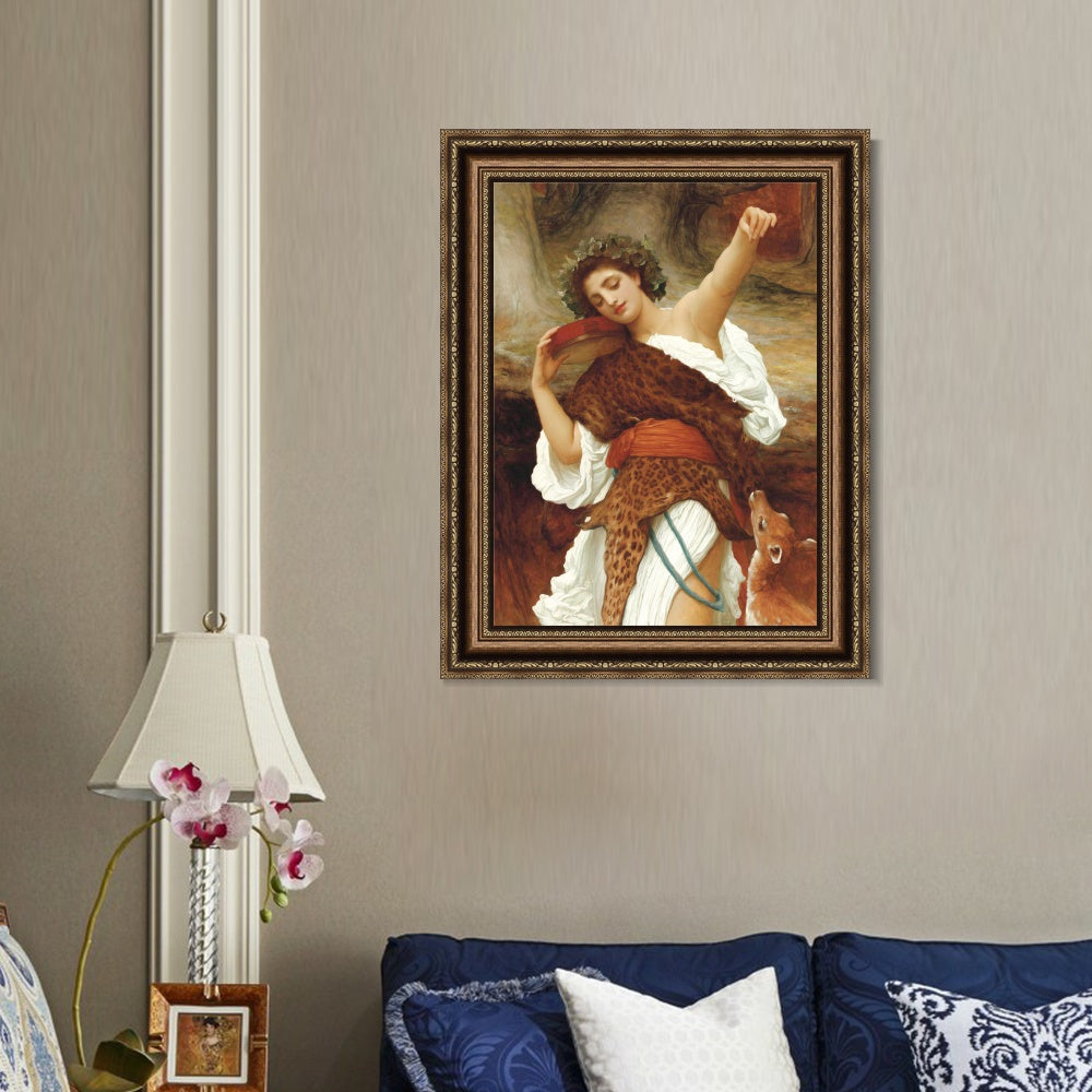 INVIN ART Framed Canvas Art Giclee Print Bacchante by Lord Frederick Leighton Wall Art