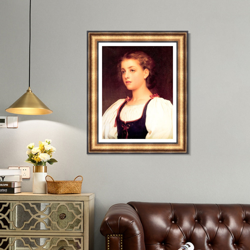 INVIN ART Framed Canvas Art Giclee Print Biondina by Lord Frederick Leighton Wall Art