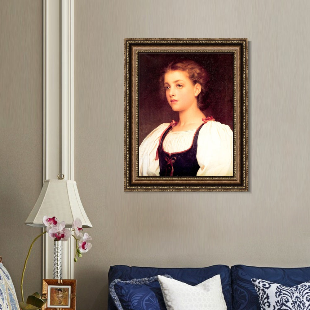 INVIN ART Framed Canvas Art Giclee Print Biondina by Lord Frederick Leighton Wall Art