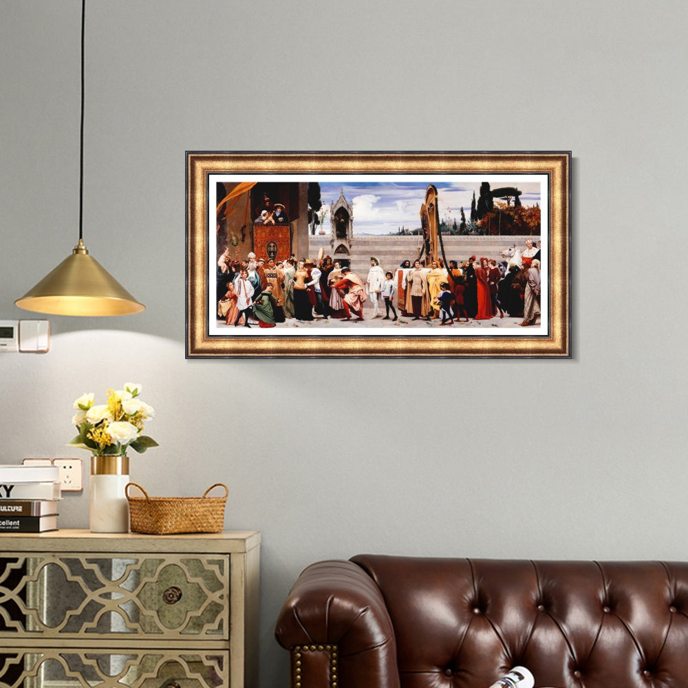 INVIN ART Framed Canvas Art Giclee Print Cimabues Madonna Carried in Procession by Lord Frederick Leighton Wall Art