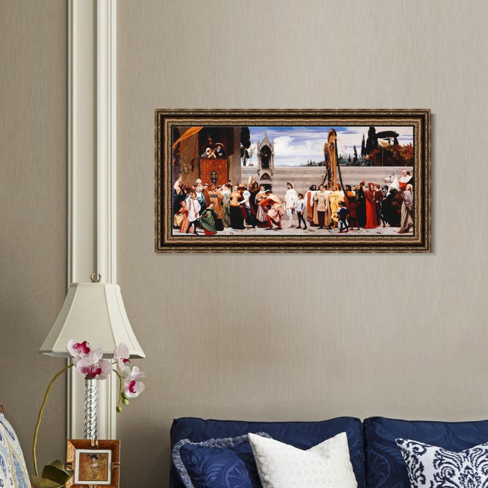 INVIN ART Framed Canvas Art Giclee Print Cimabues Madonna Carried in Procession by Lord Frederick Leighton Wall Art