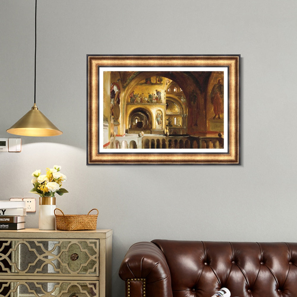 INVIN ART Framed Canvas Art Giclee Print The Interior of St Mark's, Venice by Lord Frederick Leighton Wall Art