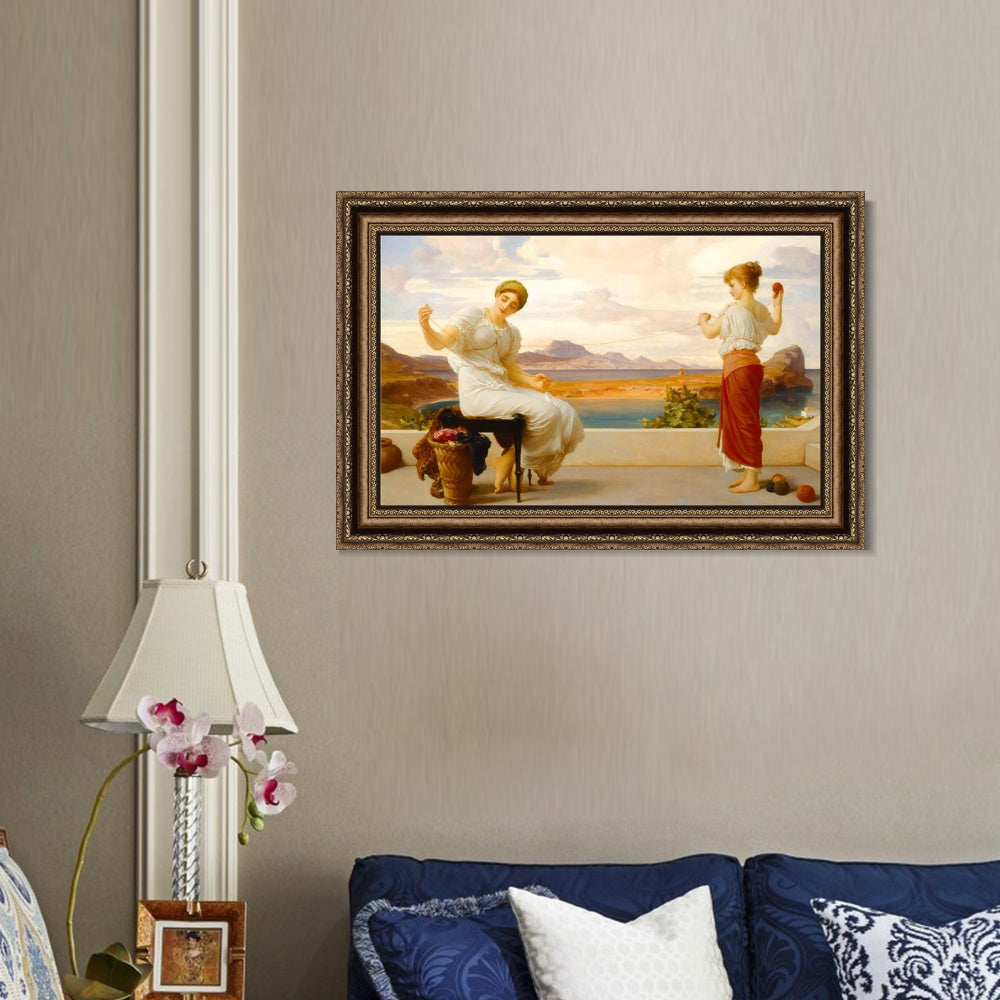 INVIN ART Framed Canvas Art Giclee Print Winding the Skein by Lord Frederick Leighton Wall Art