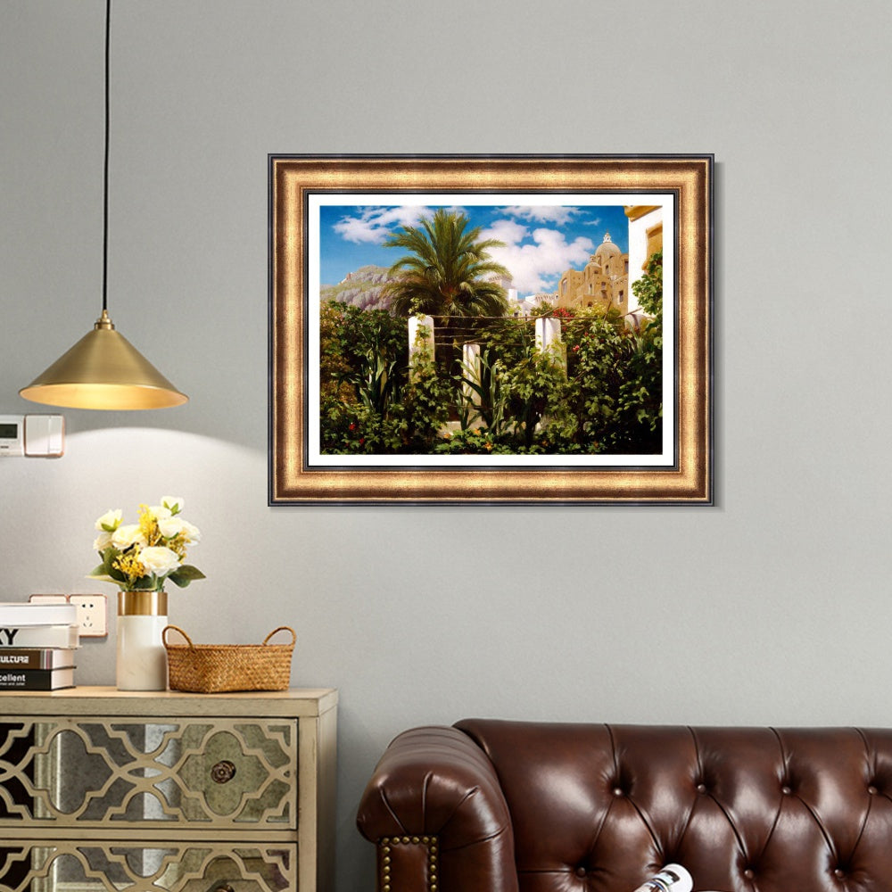 INVIN ART Framed Canvas Art Giclee Print Garden of an Inn Capri by Lord Frederick Leighton Wall Art