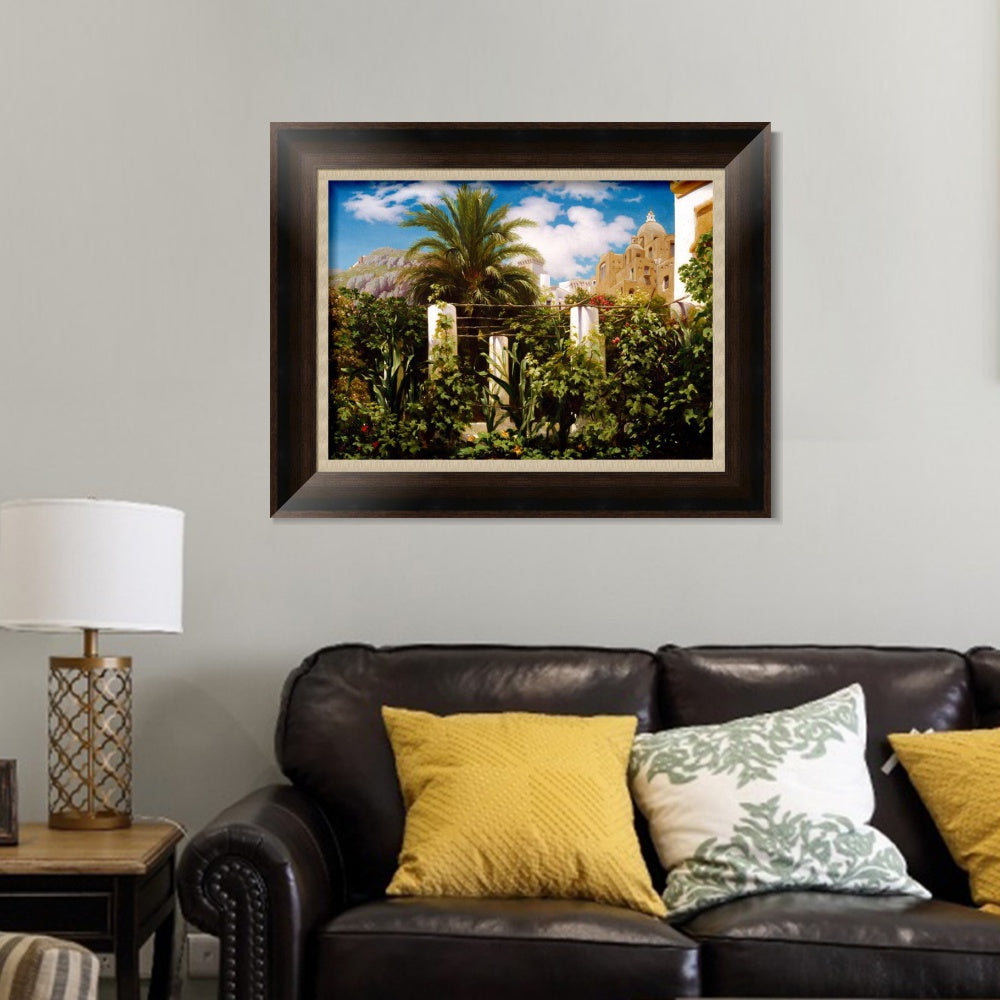 INVIN ART Framed Canvas Art Giclee Print Garden of an Inn Capri by Lord Frederick Leighton Wall Art