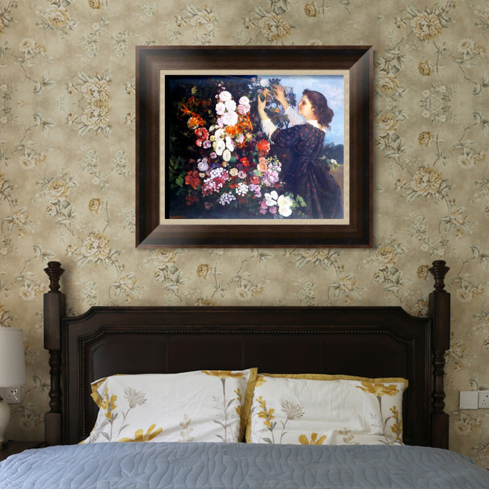 INVIN ART Framed Canvas Art Giclee Print The Trellis Gustave Courbet 1862 by Gustave Courbet Wall Art