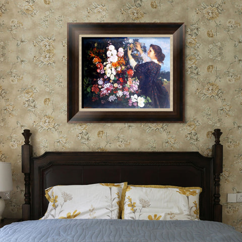 INVIN ART Framed Canvas Art Giclee Print The Trellis Gustave Courbet 1862 by Gustave Courbet Wall Art Living Room Home Office Decorations