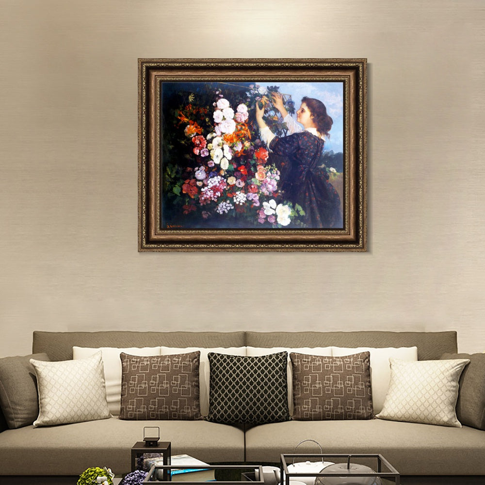 INVIN ART Framed Canvas Art Giclee Print The Trellis Gustave Courbet 1862 by Gustave Courbet Wall Art