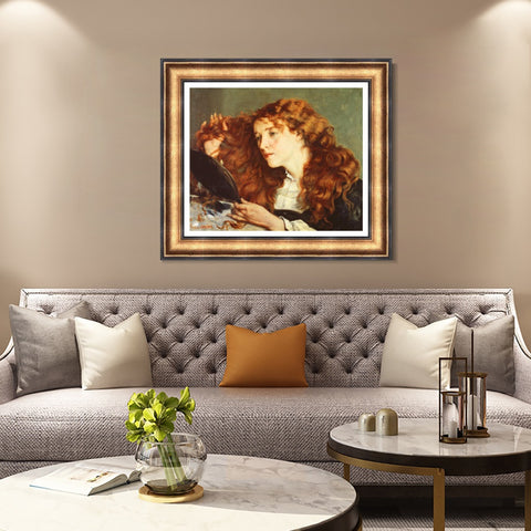 INVIN ART Framed Canvas Art Giclee Print Ritratto di Jo, bella ragazza irlandese (1865) by Gustave Courbet Wall Art Living Room Home Office Decorations