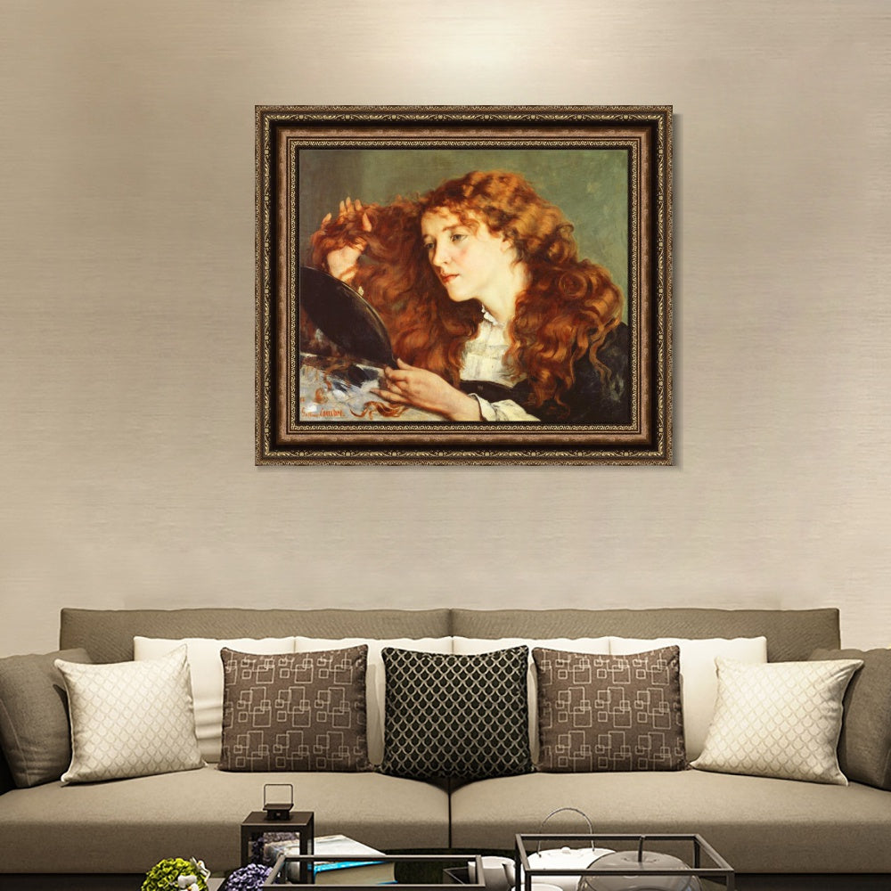 INVIN ART Framed Canvas Art Giclee Print Ritratto di Jo, bella ragazza irlandese (1865) by Gustave Courbet Wall Art