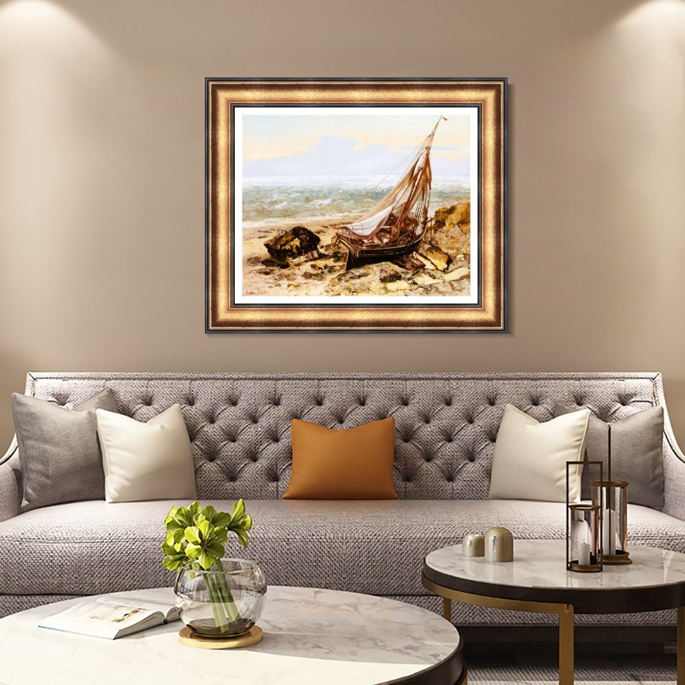 INVIN ART Framed Canvas Art Giclee Print The Fishing Boat 1865 by Gustave Courbet Wall Art