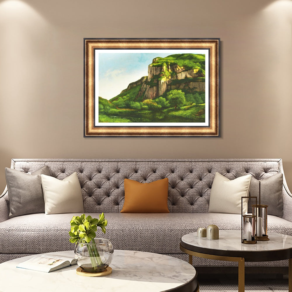 INVIN ART Framed Canvas Art Giclee Print Rocks at Mouthier, c.1860 by Gustave Courbet Wall Art