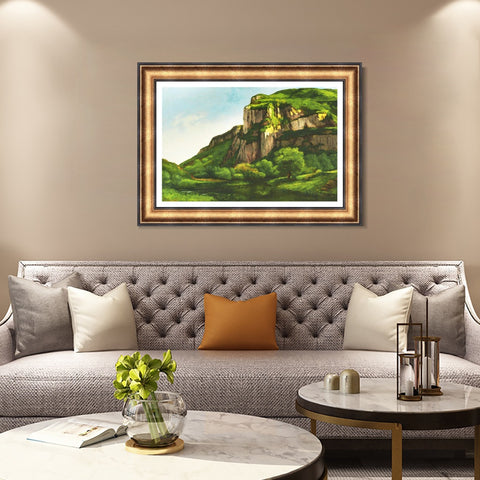 INVIN ART Framed Canvas Art Giclee Print Rocks at Mouthier, c.1860 by Gustave Courbet Wall Art Living Room Home Office Decorations