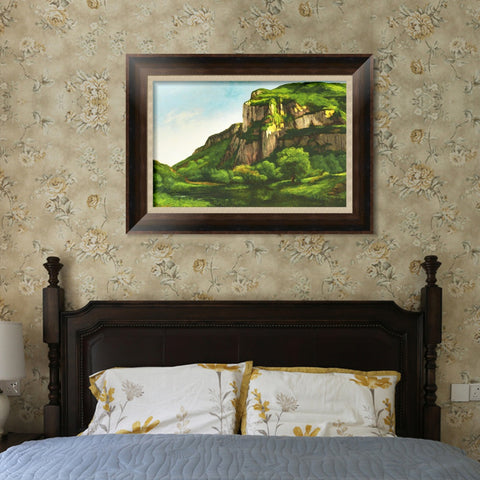 INVIN ART Framed Canvas Art Giclee Print Rocks at Mouthier, c.1860 by Gustave Courbet Wall Art Living Room Home Office Decorations