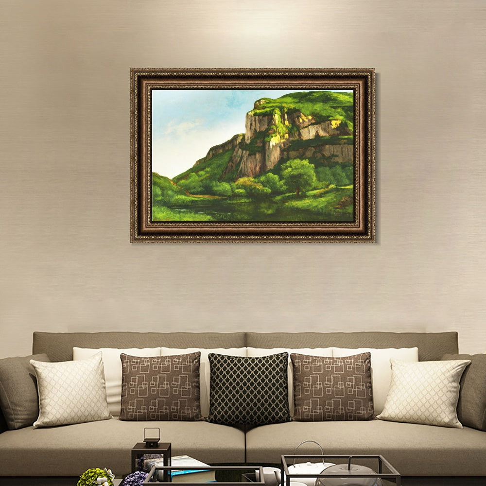 INVIN ART Framed Canvas Art Giclee Print Rocks at Mouthier, c.1860 by Gustave Courbet Wall Art