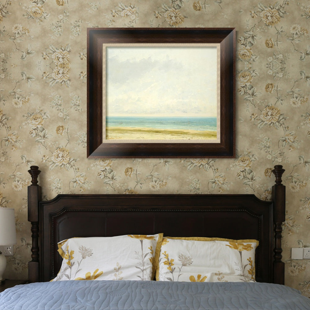 INVIN ART Framed Canvas Art Giclee Print Calm Sea, 1866 by Gustave Courbet Wall Art
