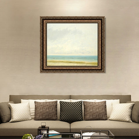 INVIN ART Framed Canvas Art Giclee Print Calm Sea, 1866 by Gustave Courbet Wall Art Living Room Home Office Decorations
