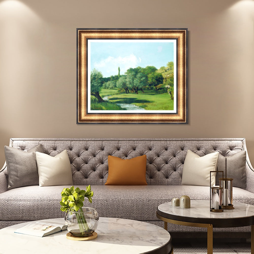 INVIN ART Framed Canvas Art Giclee Print La Bretonnerie in the Department of Indre by Gustave Courbet Wall Art