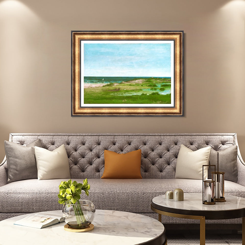 INVIN ART Framed Canvas Art Giclee Print Coast Scene, 1854 by Gustave Courbet Wall Art