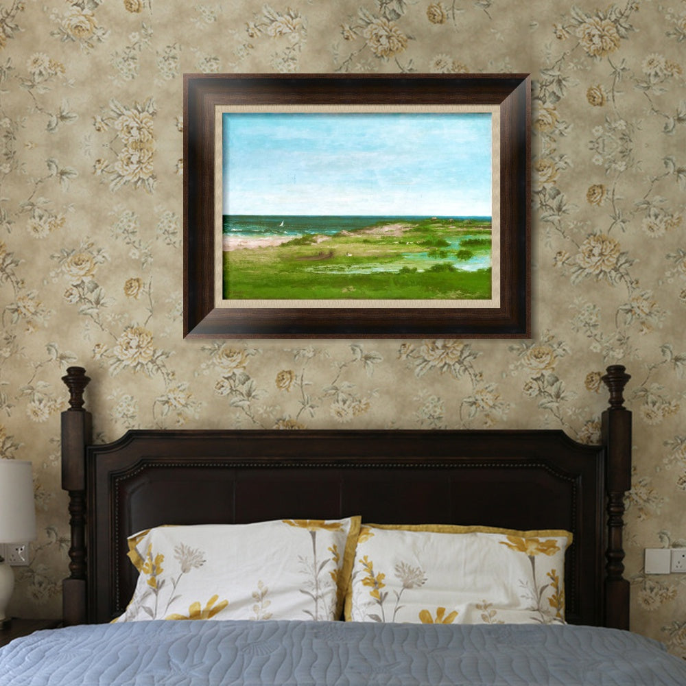 INVIN ART Framed Canvas Art Giclee Print Coast Scene, 1854 by Gustave Courbet Wall Art