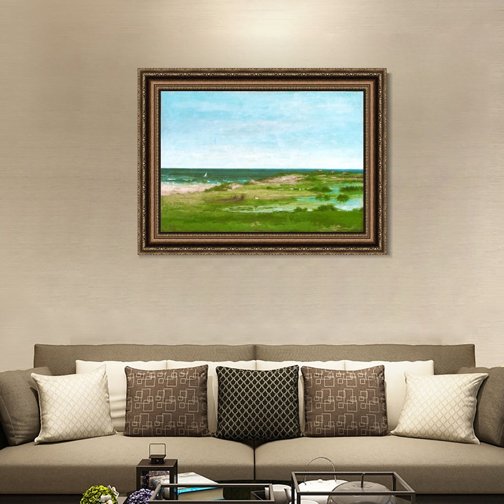INVIN ART Framed Canvas Art Giclee Print Coast Scene, 1854 by Gustave Courbet Wall Art