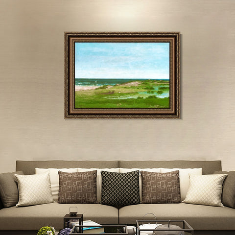 INVIN ART Framed Canvas Art Giclee Print Coast Scene, 1854 by Gustave Courbet Wall Art Living Room Home Office Decorations