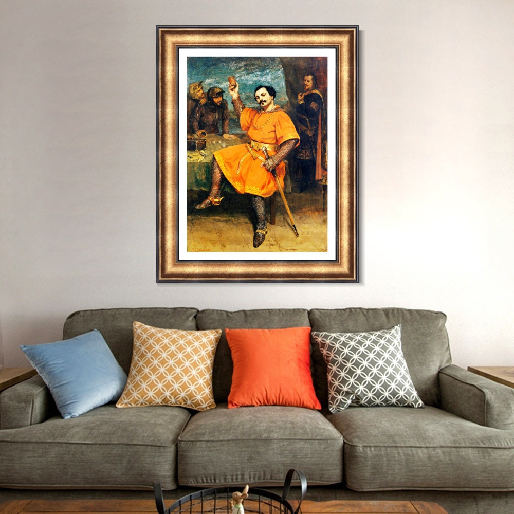 INVIN ART Framed Canvas Art Giclee Print Louis Gueymard (1822-1880) as Robert le Diable by Gustave Courbet Wall Art