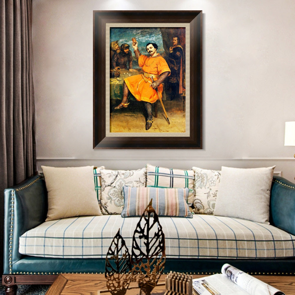 INVIN ART Framed Canvas Art Giclee Print Louis Gueymard (1822-1880) as Robert le Diable by Gustave Courbet Wall Art