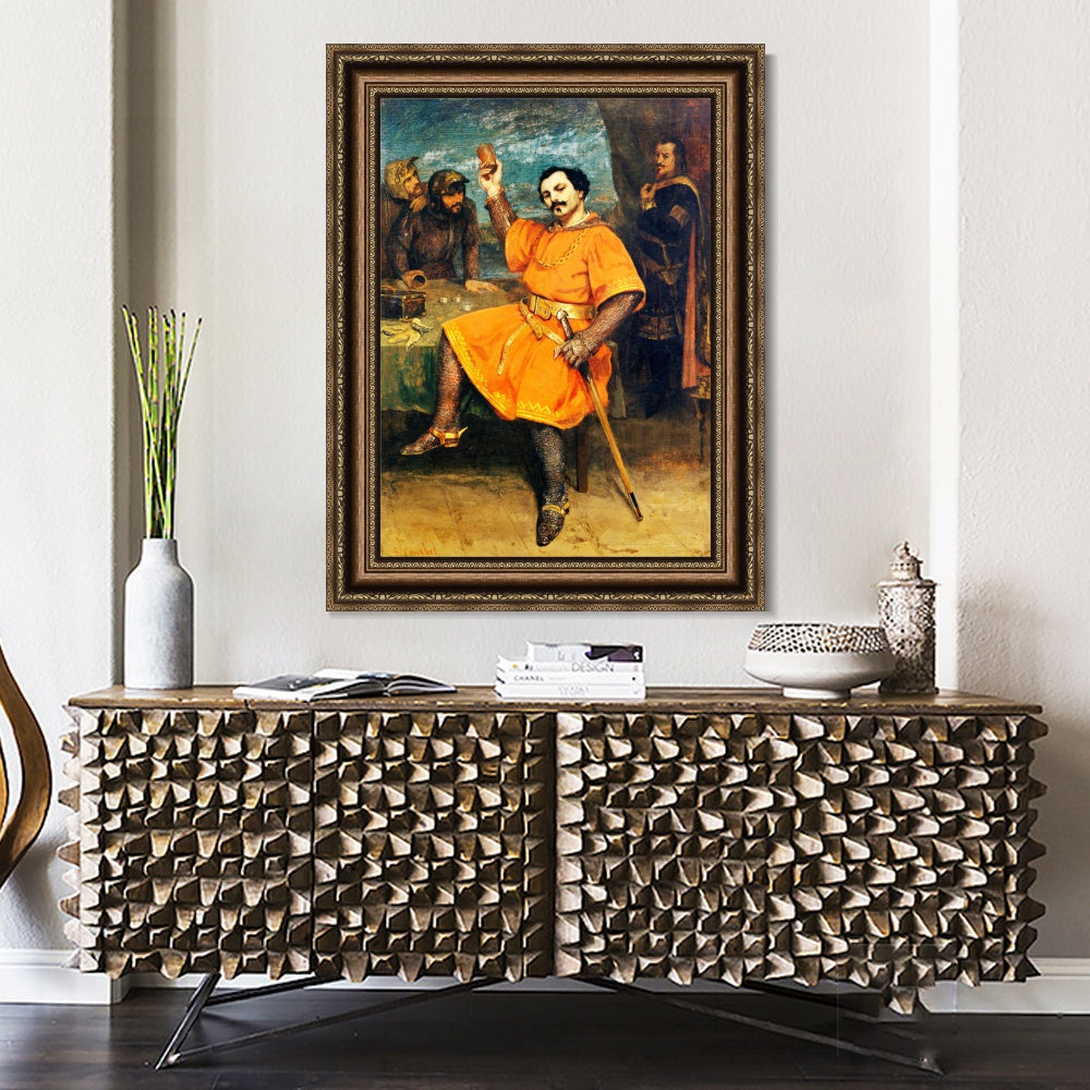 INVIN ART Framed Canvas Art Giclee Print Louis Gueymard (1822-1880) as Robert le Diable by Gustave Courbet Wall Art