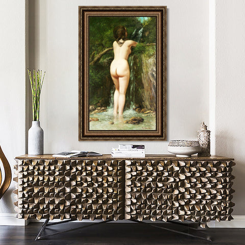 INVIN ART Framed Canvas Art Giclee Print La sorgente (1862) by Gustave Courbet Wall Art Living Room Home Office Decorations