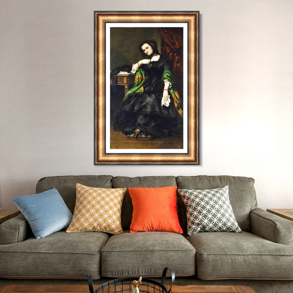 INVIN ART Framed Canvas Art Giclee Print Madame Auguste Cuoq (Mathilde Desportes, 1827-1910) by Gustave Courbet Wall Art Office Decorations