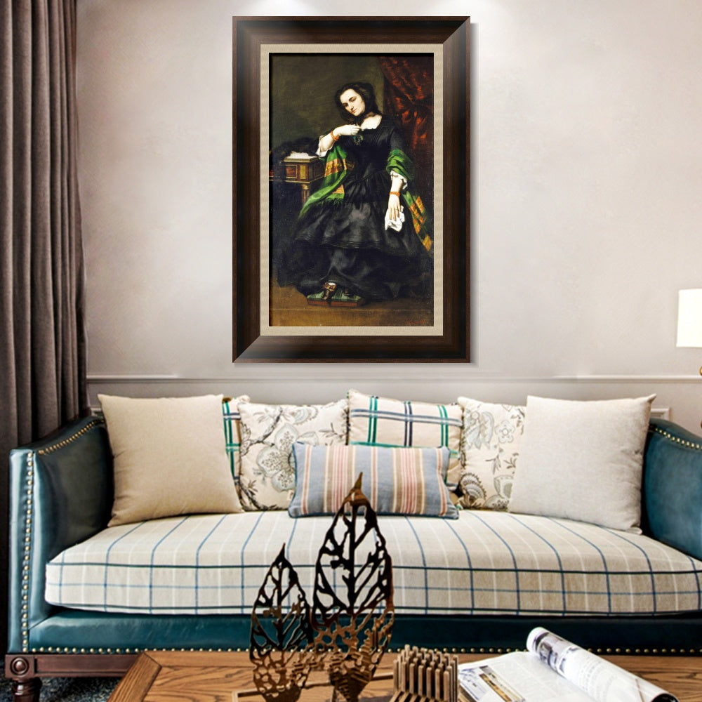 INVIN ART Framed Canvas Art Giclee Print Madame Auguste Cuoq (Mathilde Desportes, 1827-1910) by Gustave Courbet Wall Art Office Decorations