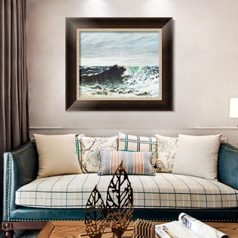 INVIN ART Framed Canvas Art Giclee Print The Wave by Gustave Courbet Wall Art