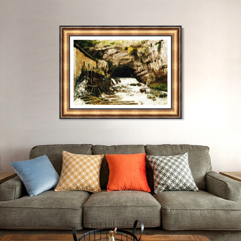 INVIN ART Framed Canvas Art Giclee Print The Source of the Loue, 1864 by Gustave Courbet Wall Art