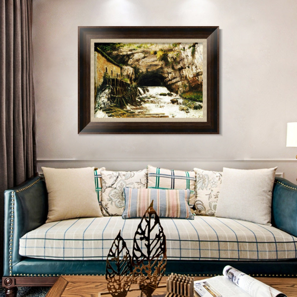 INVIN ART Framed Canvas Art Giclee Print The Source of the Loue, 1864 by Gustave Courbet Wall Art