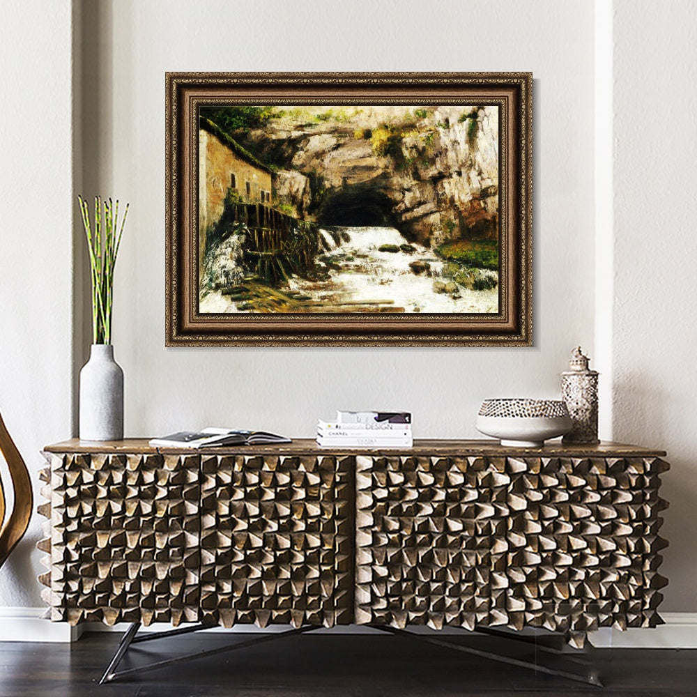 INVIN ART Framed Canvas Art Giclee Print The Source of the Loue, 1864 by Gustave Courbet Wall Art
