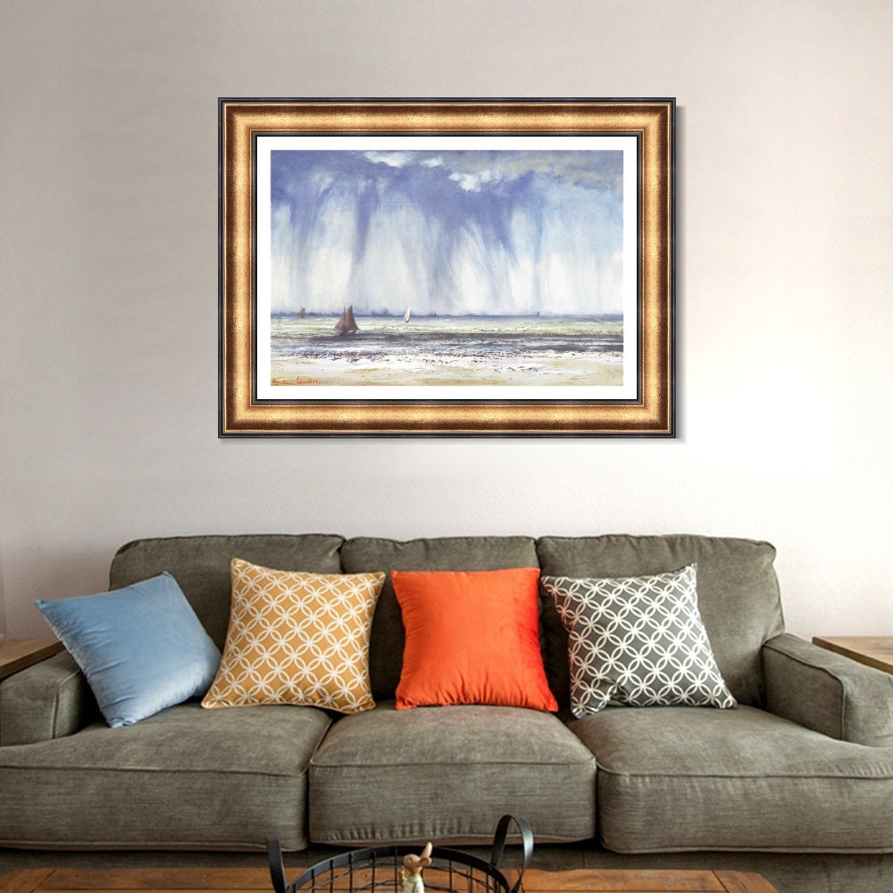 INVIN ART Framed Canvas Art Giclee Print Marine, 1886 by Gustave Courbet Wall Art